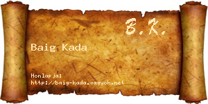 Baig Kada névjegykártya